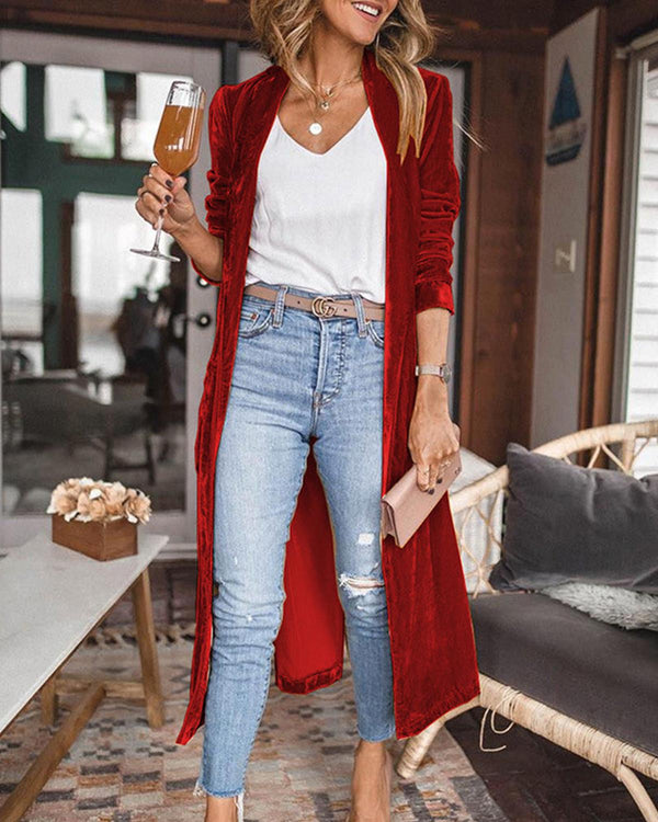 Birgit - Dame Lang Cardigan Åben Front