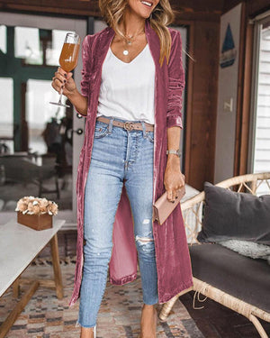 Birgit - Dame Lang Cardigan Åben Front