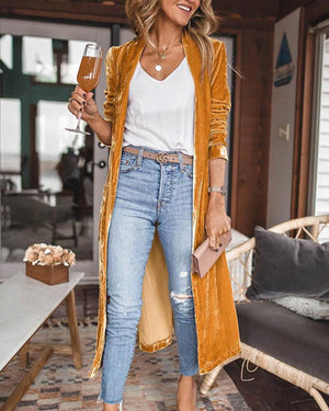 Birgit - Dame Lang Cardigan Åben Front