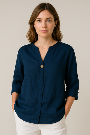 Katrine - Dame V Hals Bluse Med Knapper