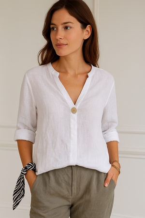 Katrine - Dame V Hals Bluse Med Knapper