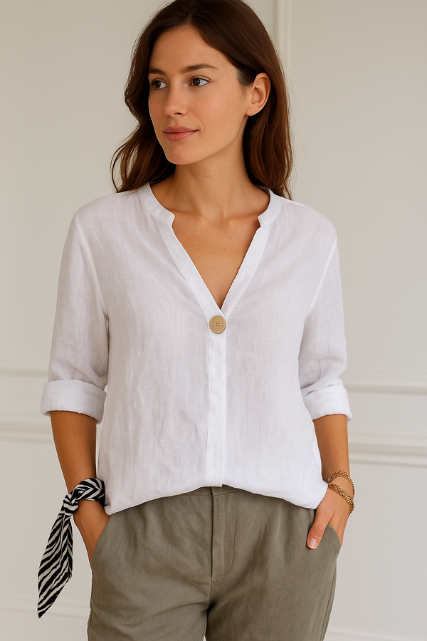 Katrine - Dame V Hals Bluse Med Knapper