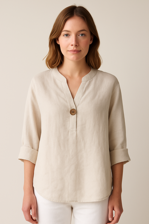 Katrine - Dame V Hals Bluse Med Knapper