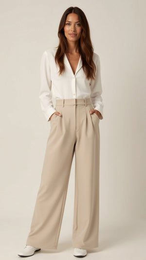 Jaida - Dame Wide Leg Bukser Med Høj Talje