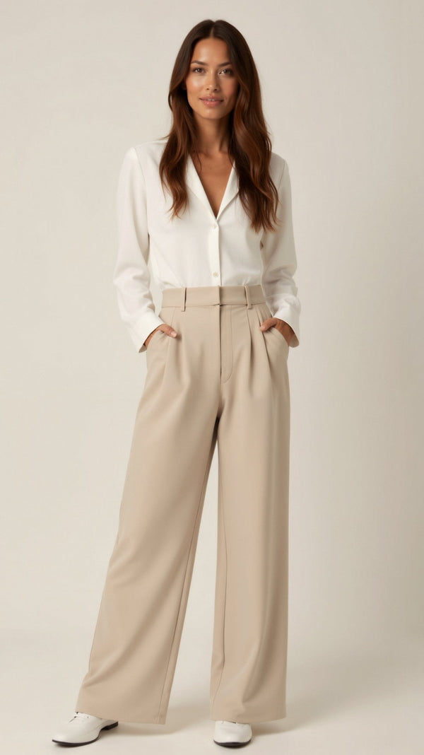 Jaida - Dame Wide Leg Bukser Med Høj Talje
