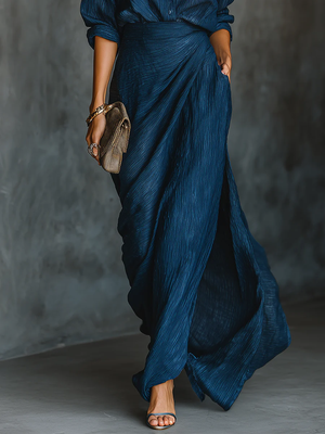 Alma - Dame Elegant Bluse Og Lang Nederdel Sæt