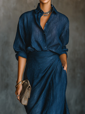 Alma - Dame Elegant Bluse Og Lang Nederdel Sæt