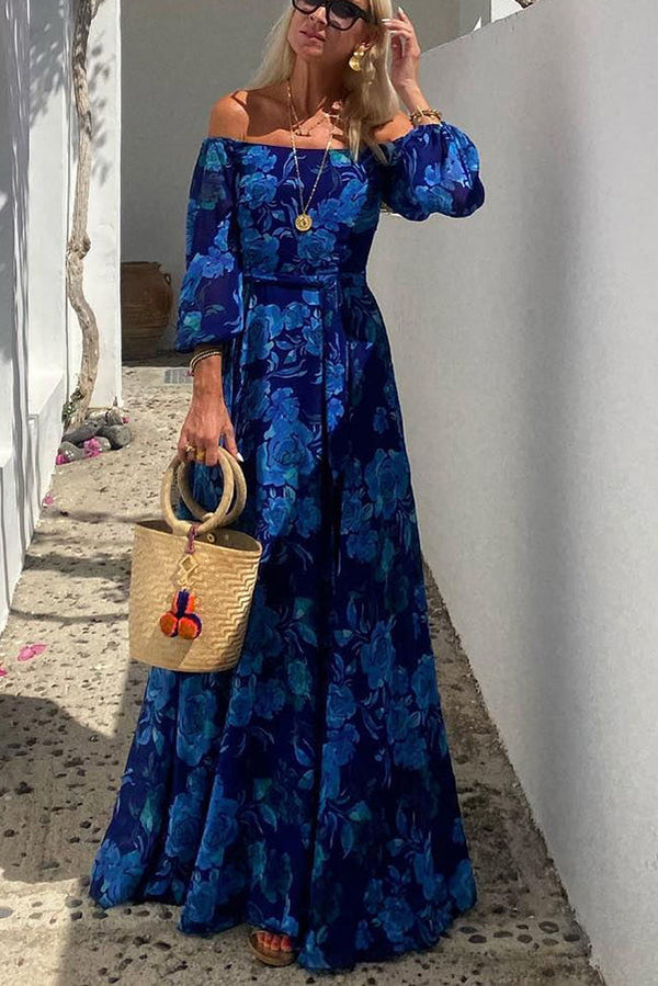 Veda - Romantisk Off Shoulder Blomster Kjole