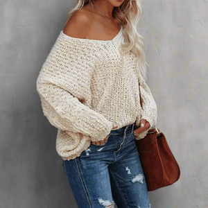 Eden - Dame Off Shoulder V Hals Striktrøje
