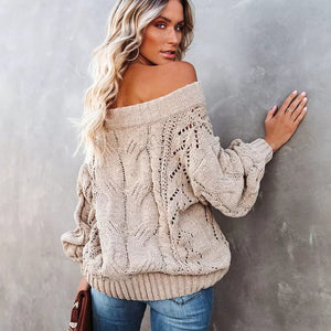 Camille - Pullover Dame Skulderfri Striktrøje