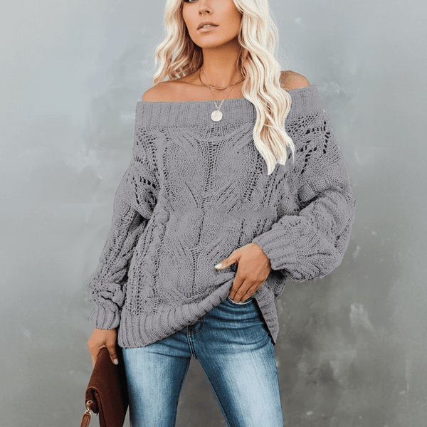 Camille - Pullover Dame Skulderfri Striktrøje