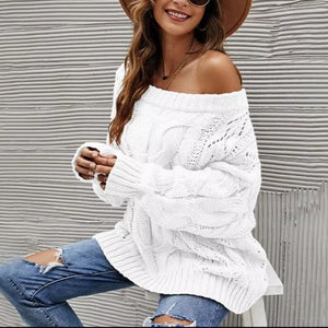 Camille - Pullover Dame Skulderfri Striktrøje