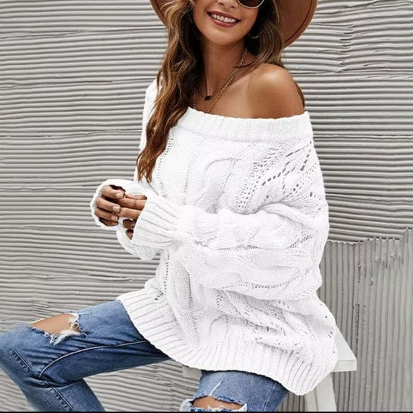 Camille - Pullover Dame Skulderfri Striktrøje