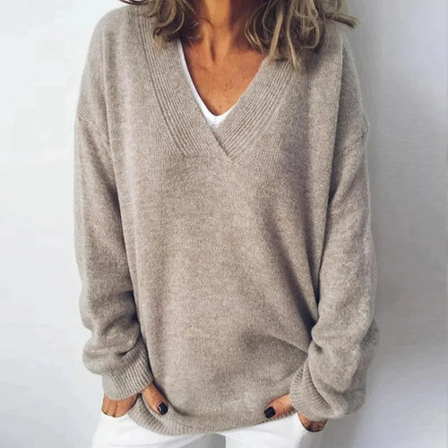 Rose - Dame Oversize V Hals Striktrøje