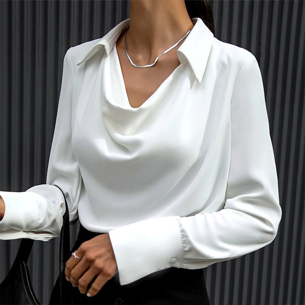 Tiara - Dame Bluse Med Vandfaldshals