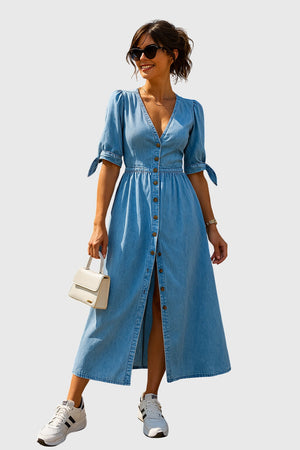 Cambrie - Dame Denimkjole Med Talje