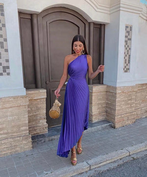Halcyon - Elegant One Shoulder Blomster Kjole