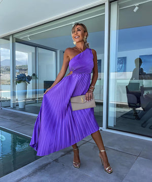 Halcyon - Elegant One Shoulder Blomster Kjole