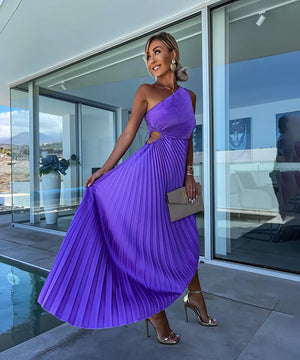 Halcyon - Elegant One Shoulder Blomster Kjole