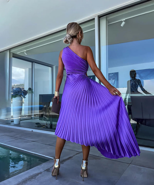 Halcyon - Elegant One Shoulder Blomster Kjole