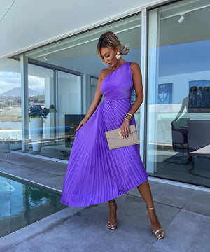 Halcyon - Elegant One Shoulder Blomster Kjole