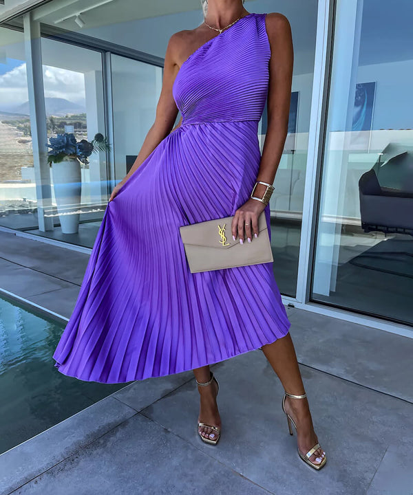 Halcyon - Elegant One Shoulder Blomster Kjole