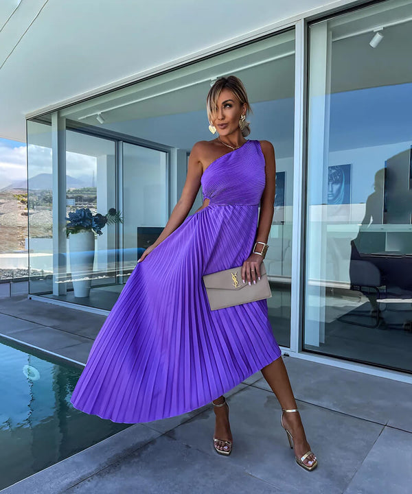 Halcyon - Elegant One Shoulder Blomster Kjole