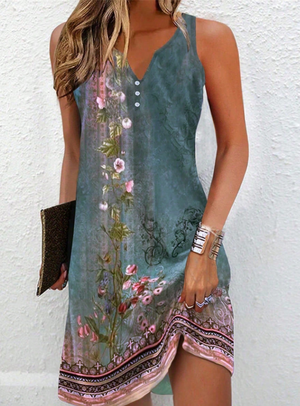 Locklyn - Dame Asymmetrisk Midikjole Med Abstrakt Print