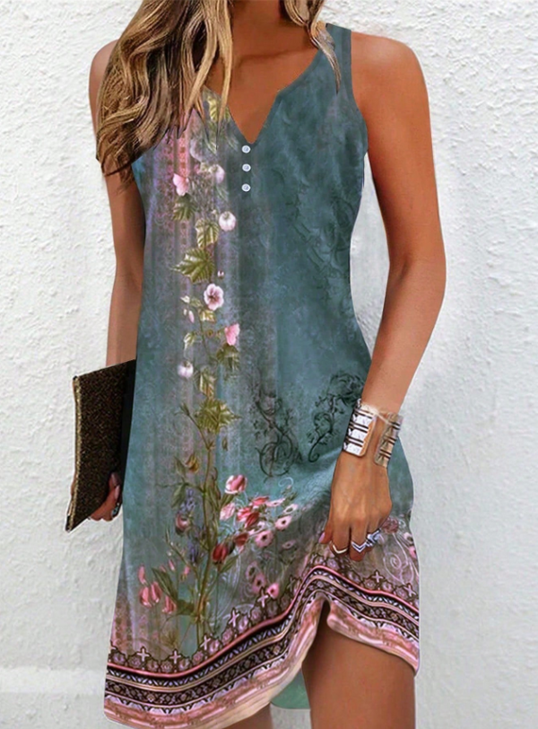 Locklyn - Dame Asymmetrisk Midikjole Med Abstrakt Print