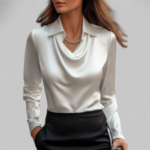 Paola - Dame Bluse Med Vandfaldshals