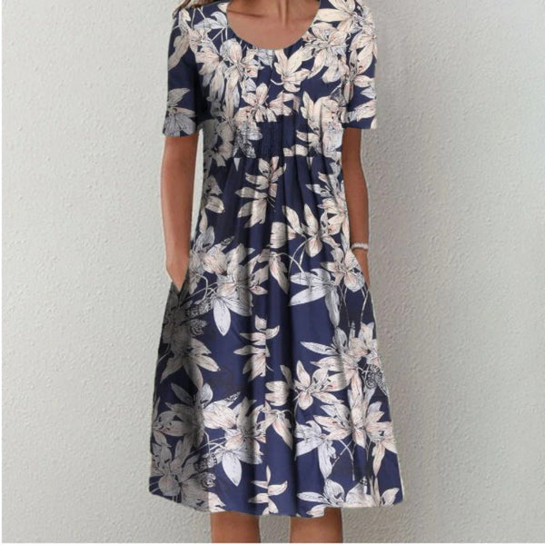 Shae - Midikjole Dame Med Blomsterprint Lommer