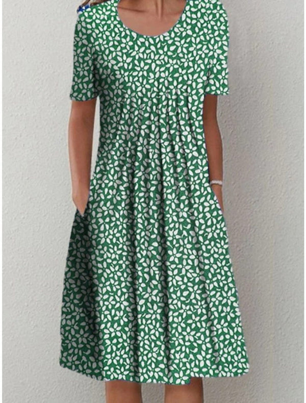 Shae - Midikjole Dame Med Blomsterprint Lommer