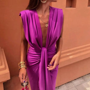 Gianna - Elegant Plisseret Midi Blomster Kjole