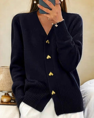 Violet - Hjerteknapper Dame Cardigan