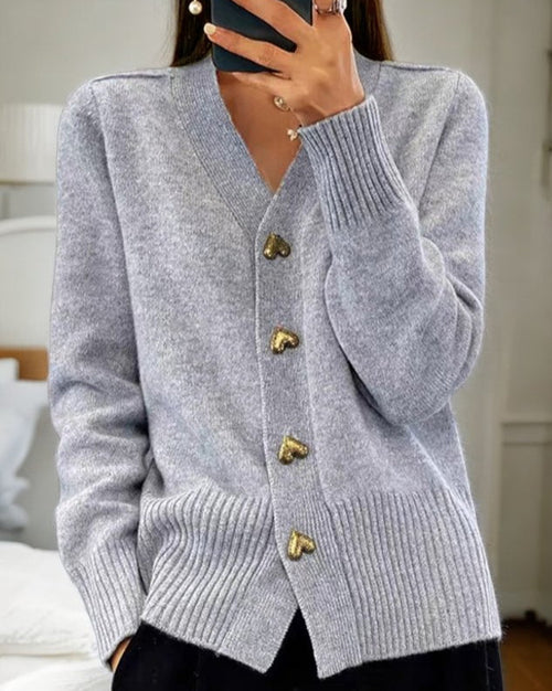 Violet - Hjerteknapper Dame Cardigan